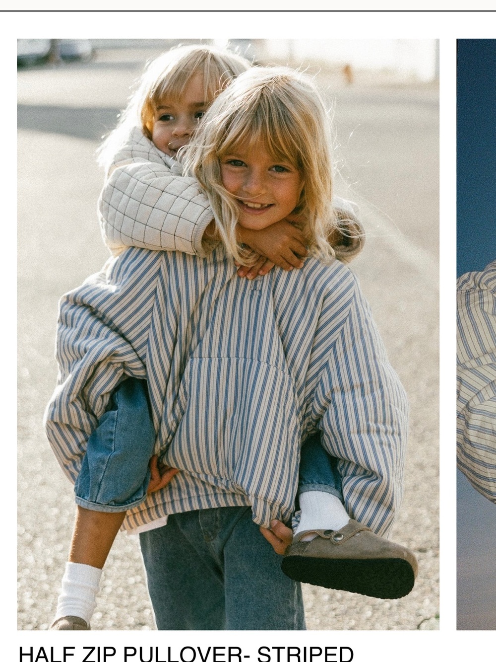 Fostered Collection Hooded Quilted Jacket in Cream with Blue Stripes size 8